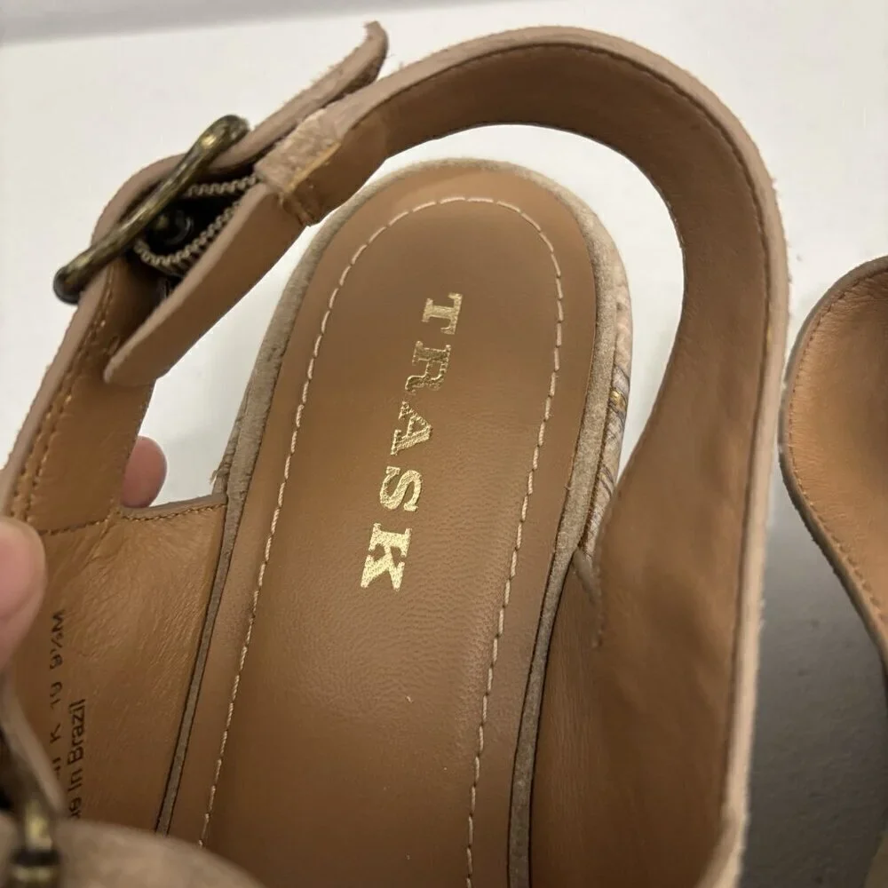 Trask Wedges Leather Upper Sandals Heeled Women 9.5 M Made In Brazil
